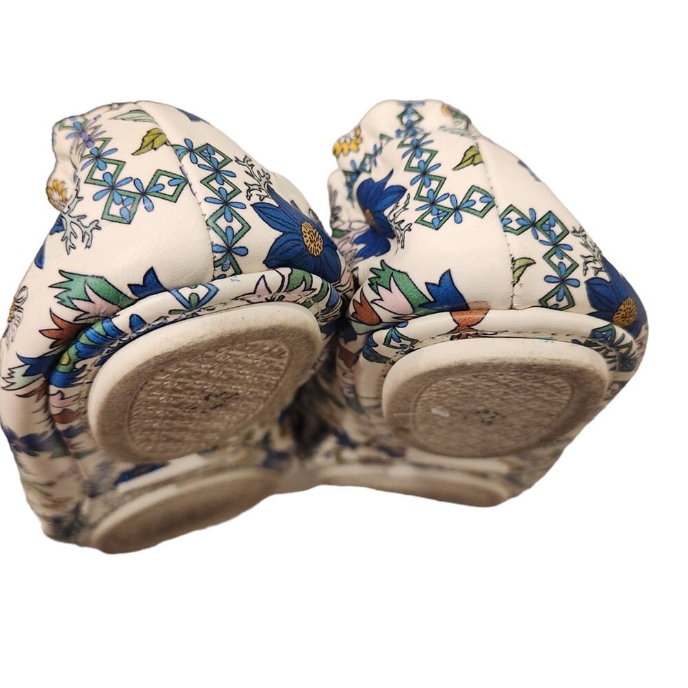 Tory Burch Minnie Ivory Meadow Folly floral leather ballet flats size 8.5 - Picture 7 of 9